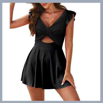 Ruffle Sleeve Swim Dress