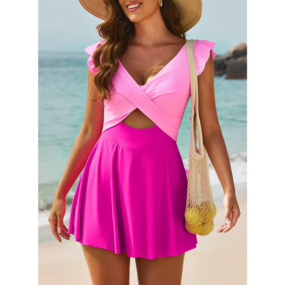 Ruffle Sleeve Swim Dress