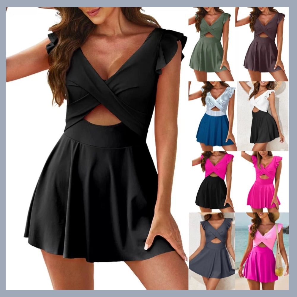 Ruffle Sleeve Swim Dress