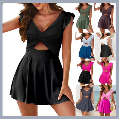 Ruffle Sleeve Swim Dress