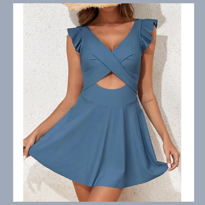 Ruffle Sleeve Swim Dress