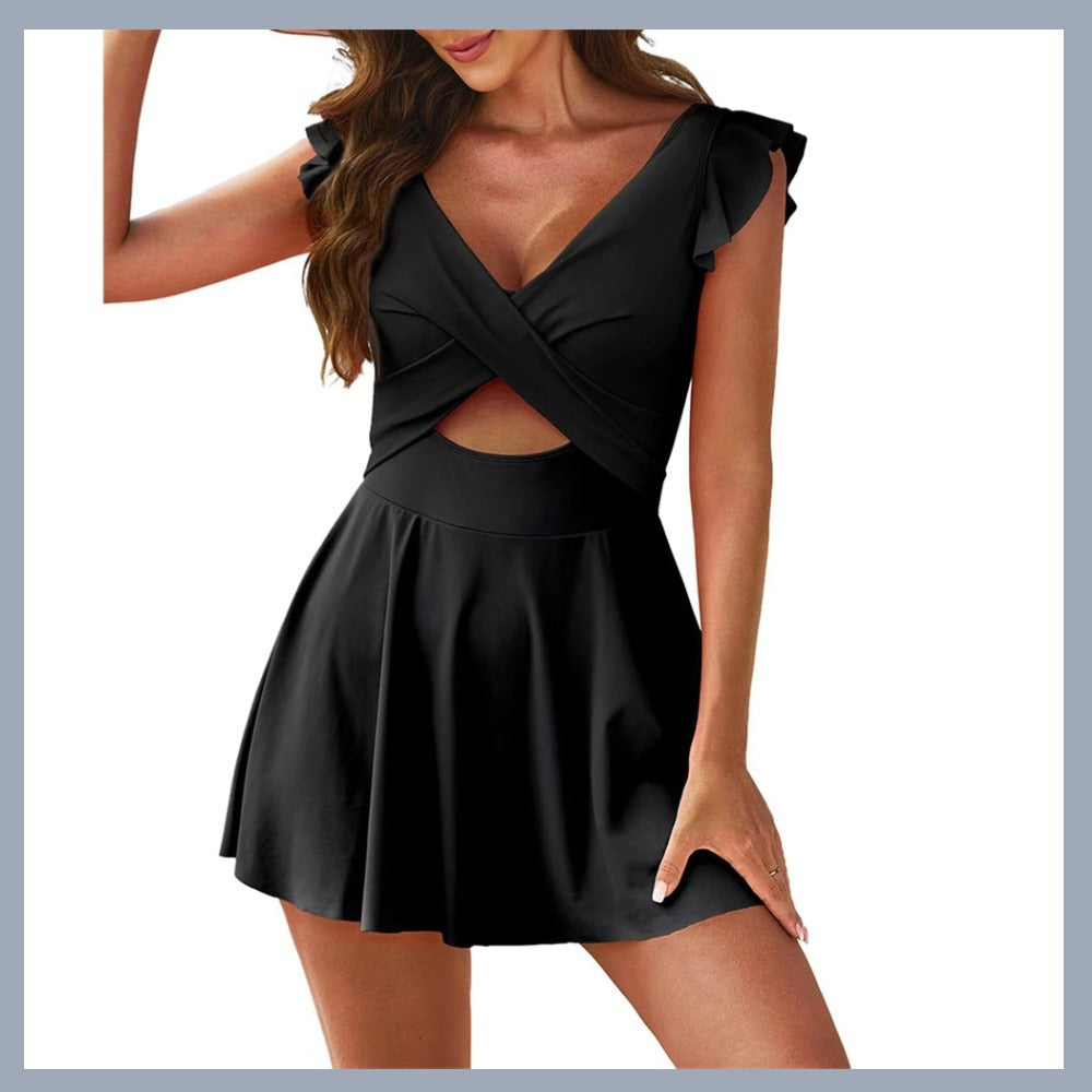 Ruffle Sleeve Swim Dress